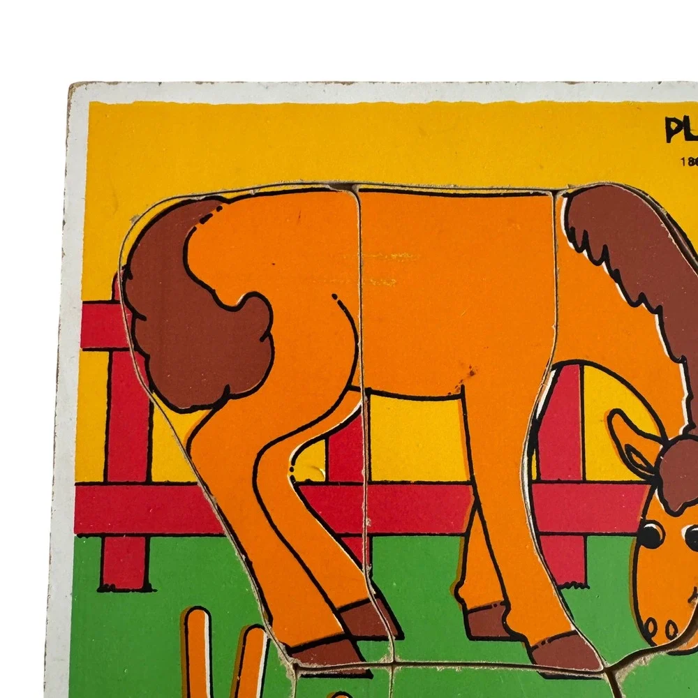 Playskool 186-07 Horse‎ 5 Piece Wooden Jigsaw Puzzle Made in USA Board